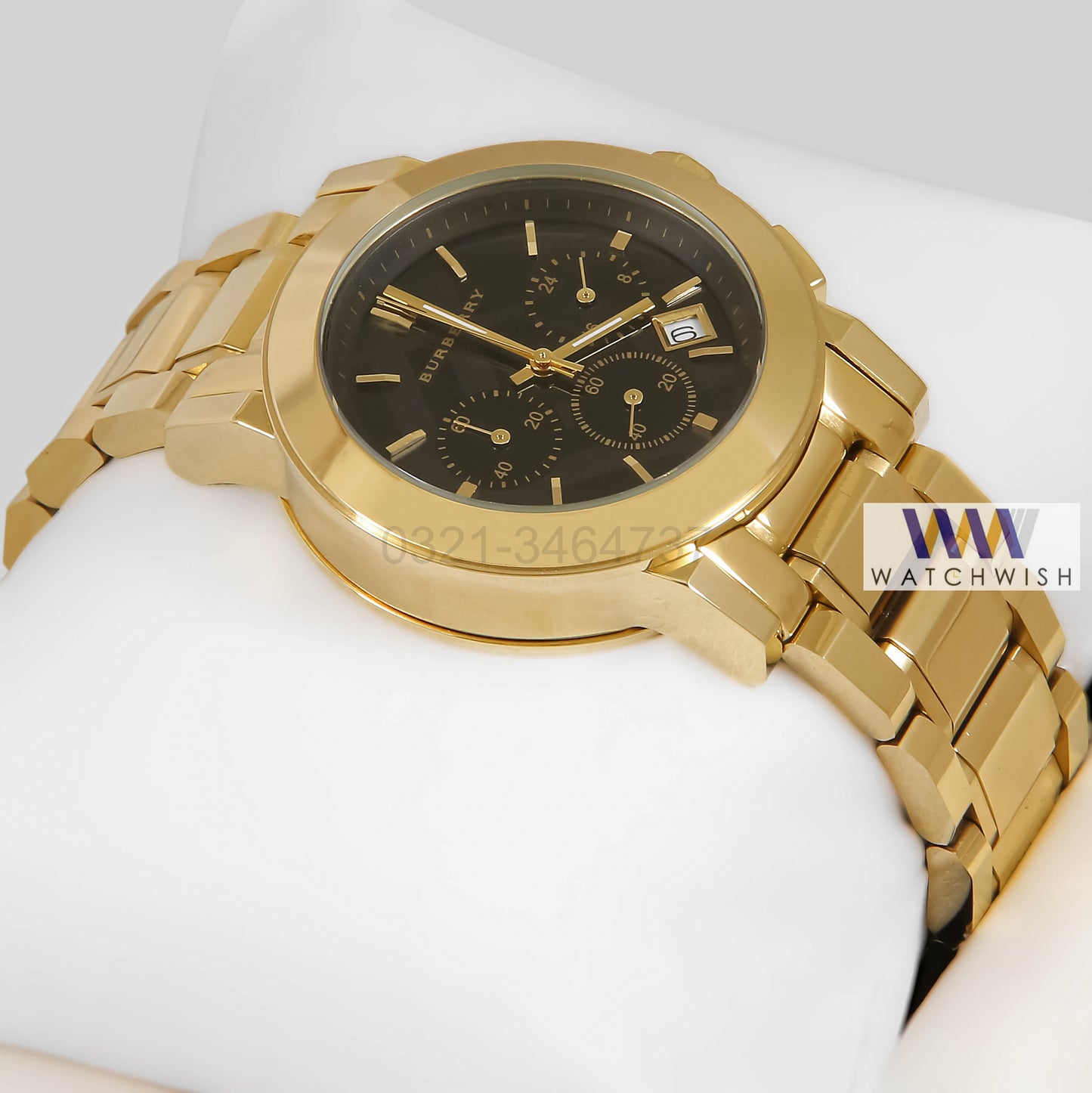 LATEST COLLECTION CHRONOGRAPH YELLOW GOLD WITH BLACK DIAL LADIES WATCH