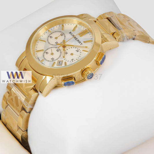 LATEST COLLECTION CHRONOGRAPH YELLOW GOLD WITH WHITE DIAL LADIES WATCH