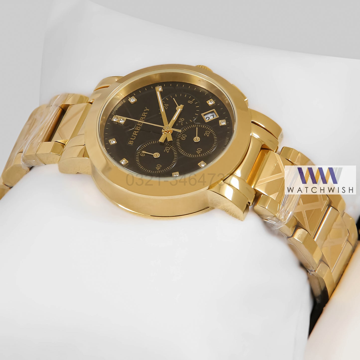 LATEST COLLECTION CHRONOGRAPH YELLOW GOLD WITH BLACK DIAL LADIES WATCH