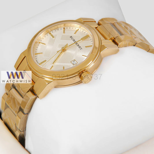 LATEST COLLECTION YELLOW GOLD WITH SILVER DIAL LADIES WATCH