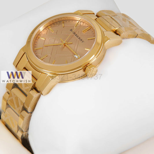 LATEST COLLECTION YELLOW GOLD WITH BROWN DIAL LADIES WATCH