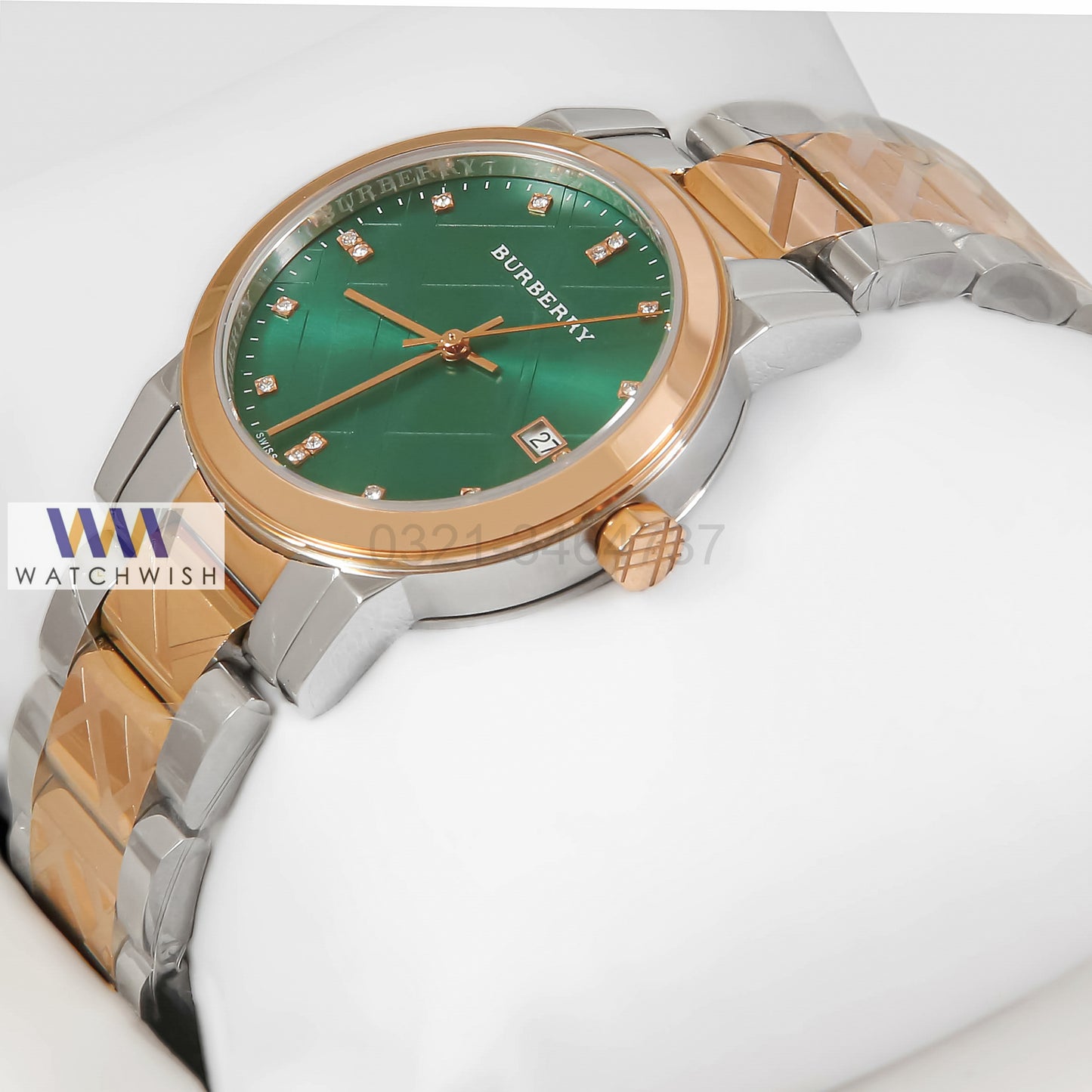 Latest Collection Two Tone Rose Gold With Green Dial Ladies watch