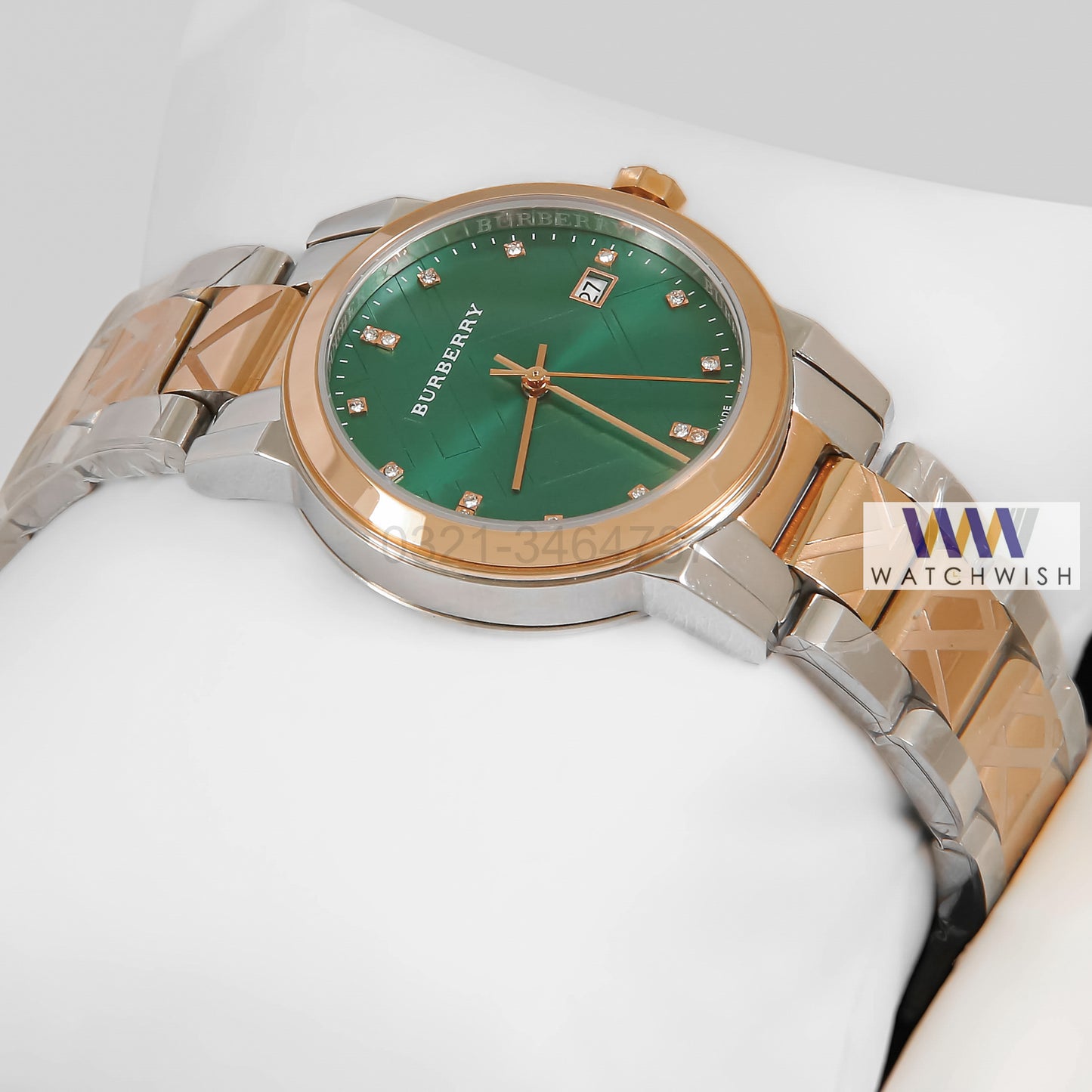 Latest Collection Two Tone Rose Gold With Green Dial Ladies watch