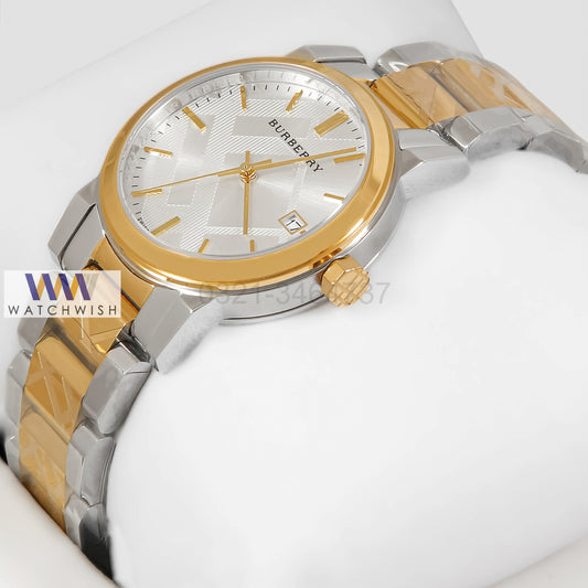 LATEST COLLECTION TWO TONE YELLOW GOLD WITH WHITE DIAL LADIES WATCH