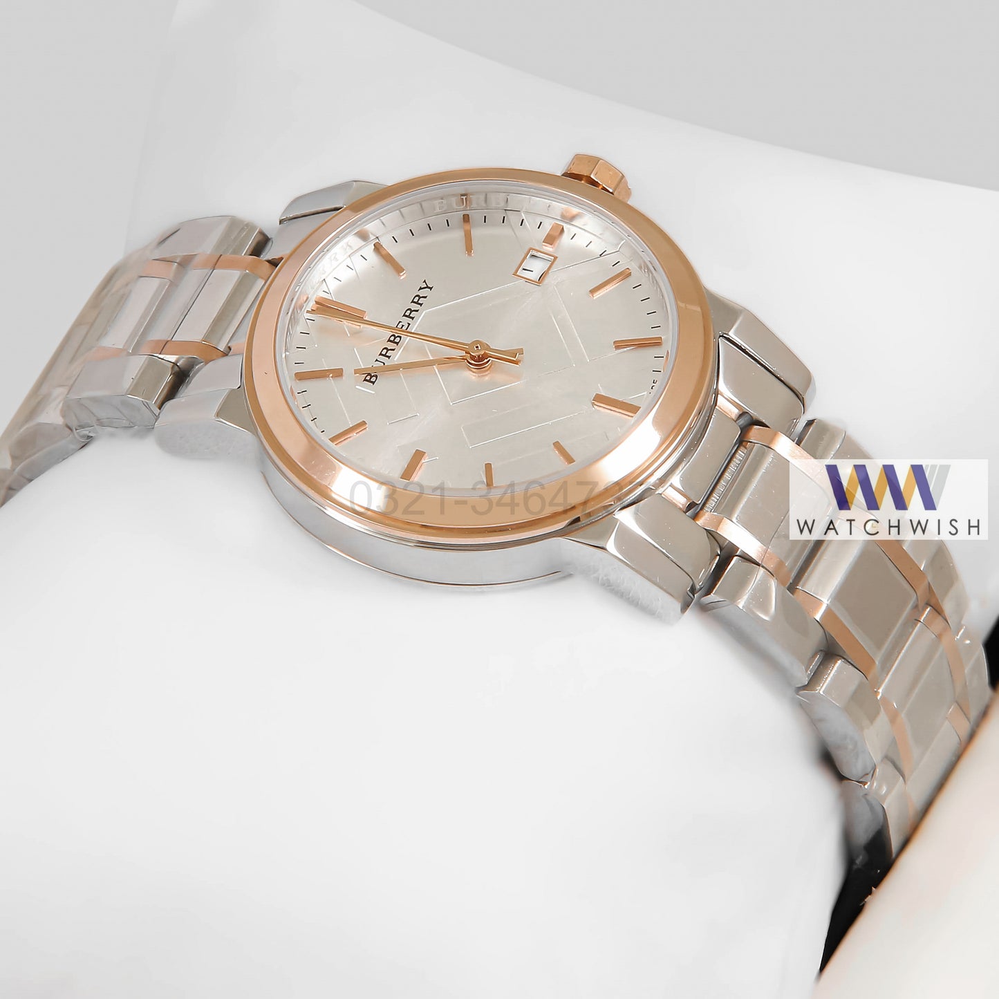 Latest Collection Silver & Rose Gold Watch With White Dial Ladies watch