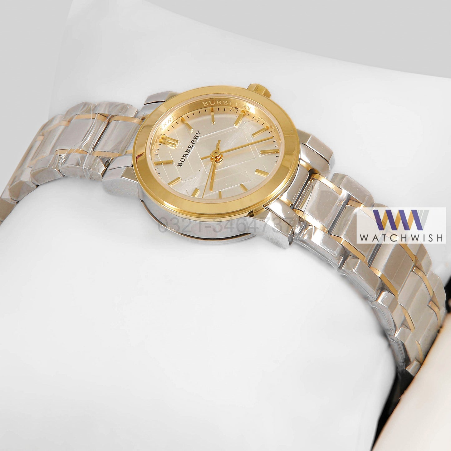 Latest Collection Two Tone Yellow Gold With White Dial Ladies Watch