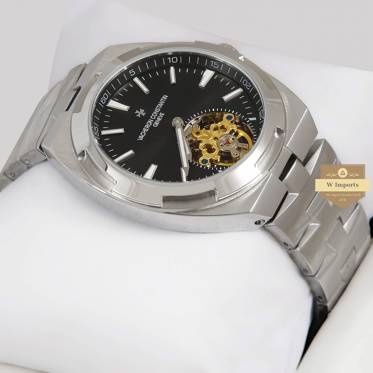 LATEST COLLECTION TOURBILLON SILVER WITH BLACK DIAL AUTOMATIC WATCH