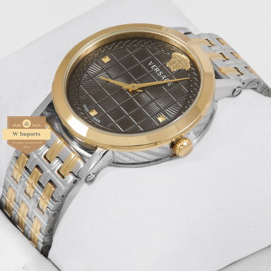 Latest Collection Two Tone Yellow Gold With Black Dial Ladies Watch