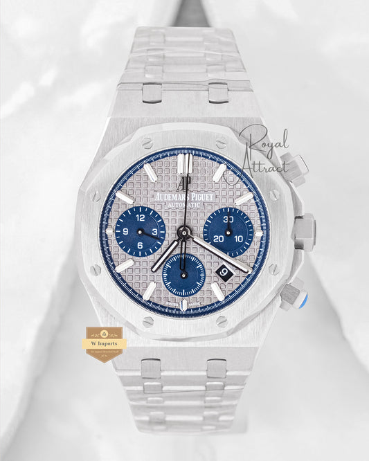 Premium Collection Chronograph Silver With Gray Dial Chain Watch