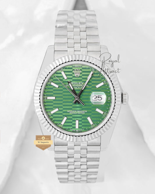 Latest Collection 41 Silver With Green Texture Dial  Automatic Watch BP Made