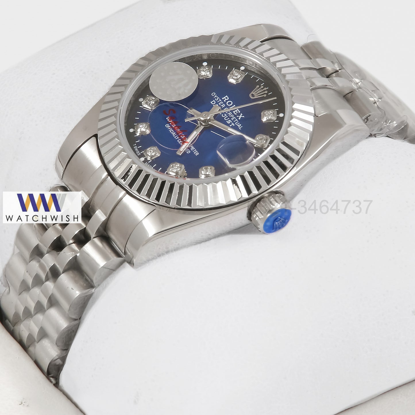 Latest Ladies Collection 31 Silver With Blue Dial Stone Index Automatic Watch ZR Factory