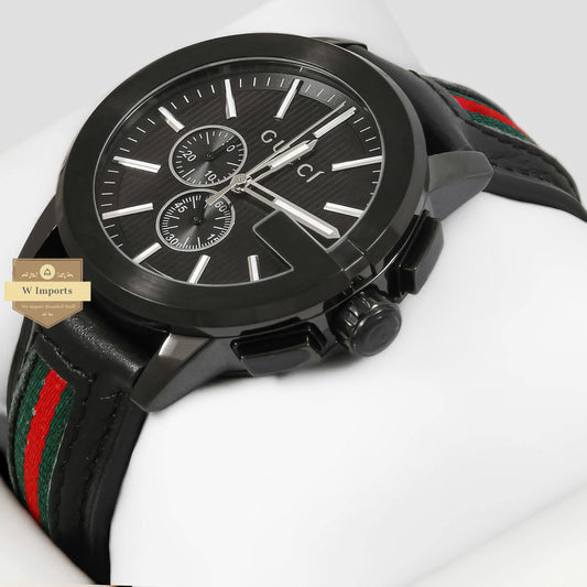 LATEST COLLECTION CHRONOGRAPH ALL BLACK WITH DIAL AND LEATHER STRAP