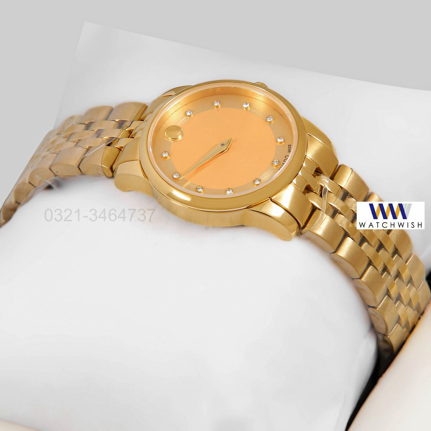 Latest Collection All Yellow Gold With Stone Numerals Ladies Watch