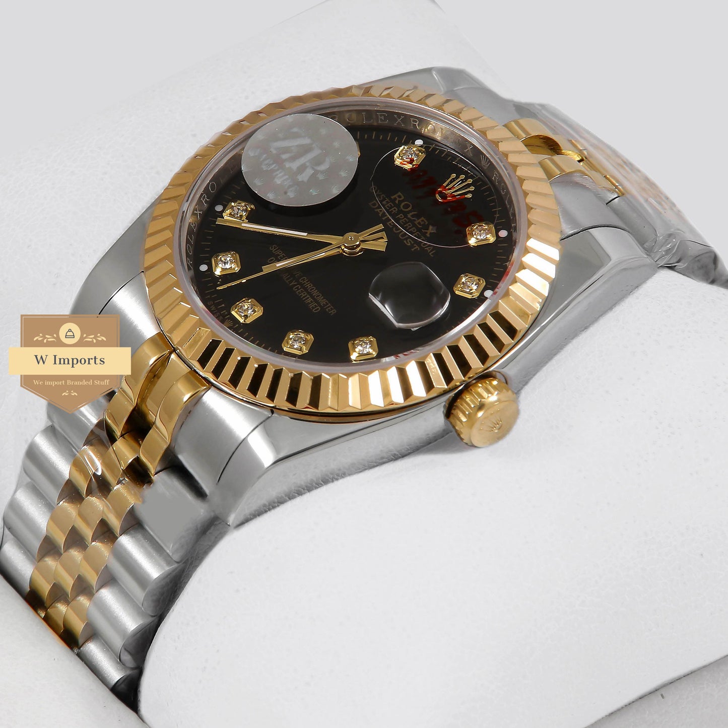 Latest Collection 36 Two Tone Yellow Gold With Black Dial Stone Index ZR Factory