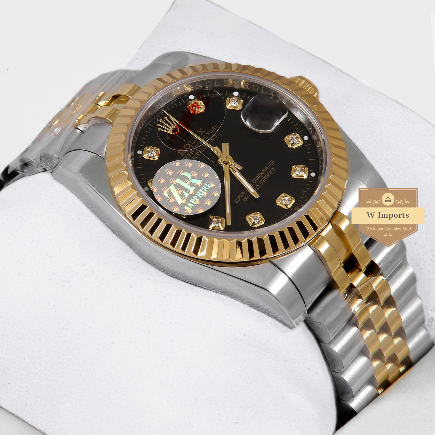 Latest Collection 36 Two Tone Yellow Gold With Black Dial Stone Index ZR Factory