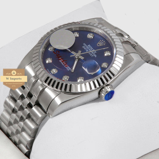 Latest Collection 36 Silver With Blue Dial Fluted Bezel & Stone Index Automatic Watch ZR Factory