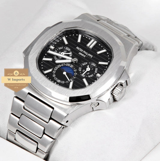 Latest Collection Perpetual Calender Silver With Black Dial Automatic Watch