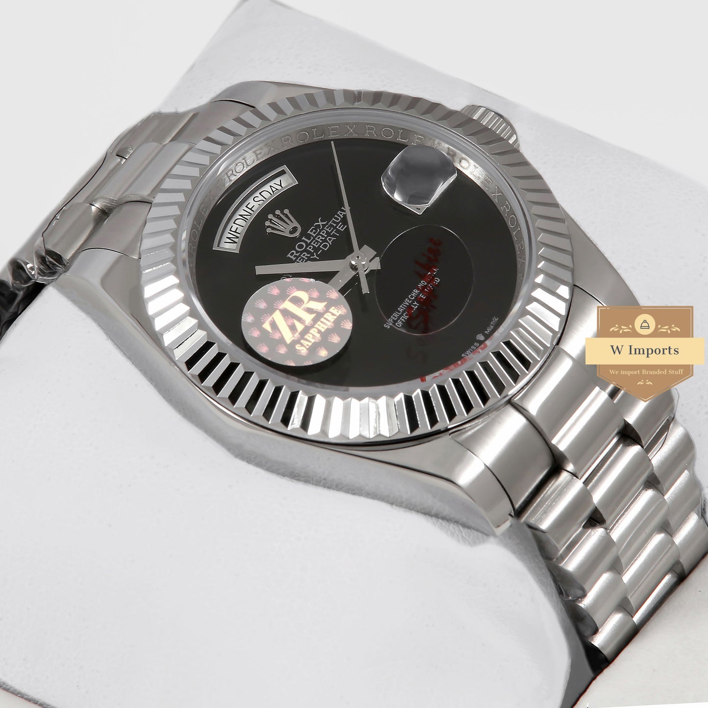 Latest Collection 40 Silver Chain With Black Dial & Fluted Bezel Automatic Watch ZR Factory