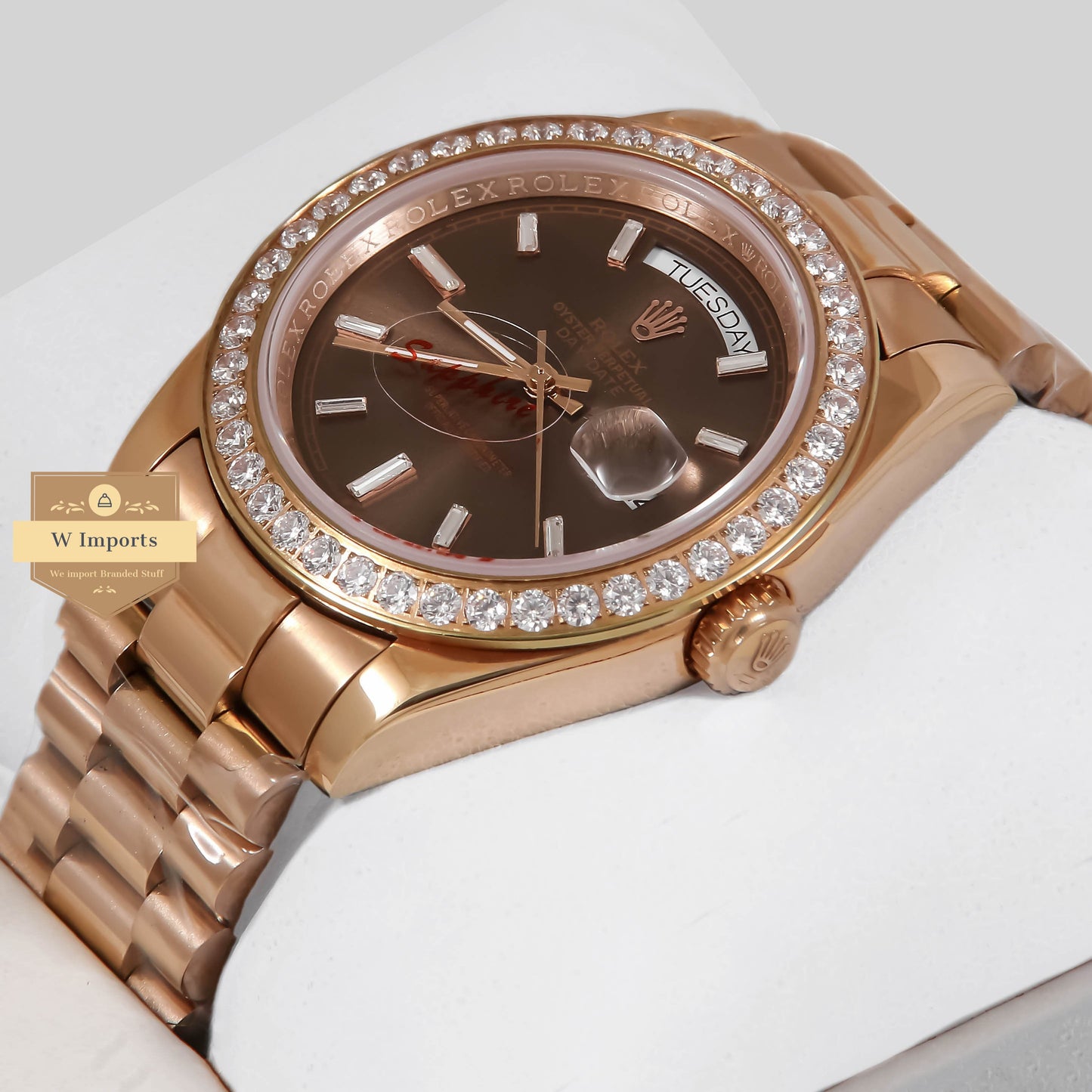 Latest Collection 40 Rose Gold With Brown Dial Stone Index & Bezel ZR Factory