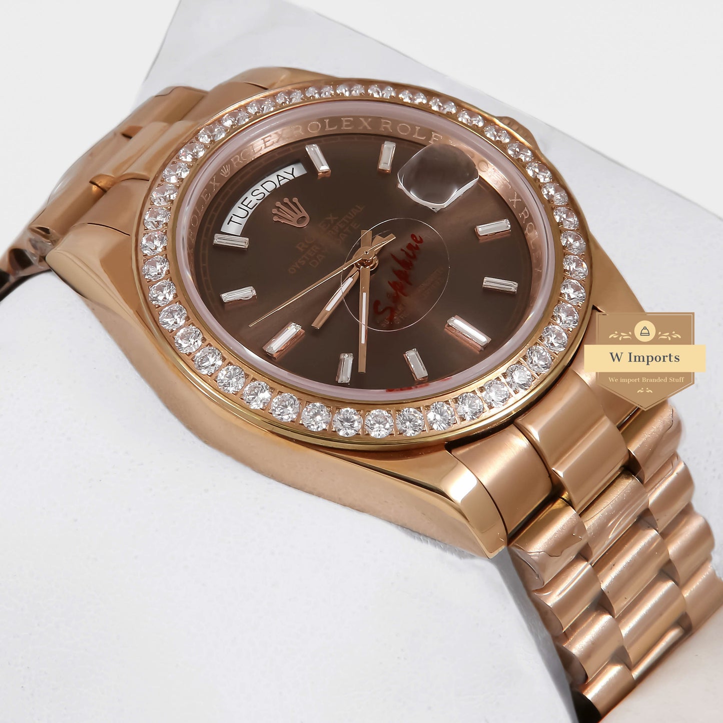 Latest Collection 40 Rose Gold With Brown Dial Stone Index & Bezel ZR Factory