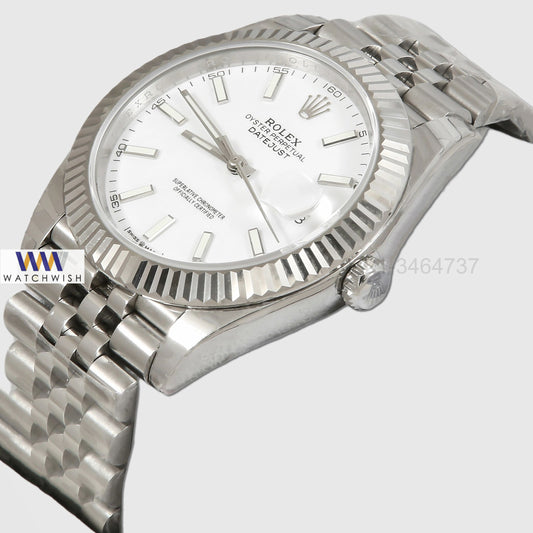 Latest Collection 41 All Silver With White Dial Automatic Watch EW Made