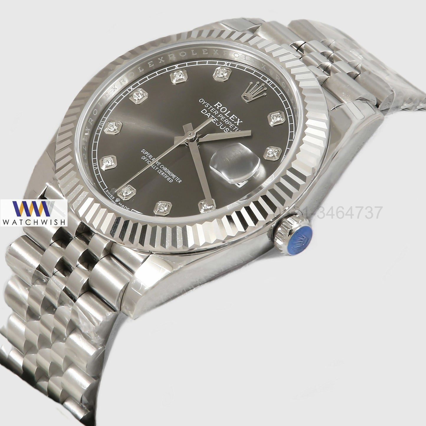 Latest Collection 41 All Silver With Grey Dial Stone Figure Automatic Watch EW Made