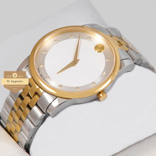 Latest Collection Two Tone Yellow Gold With White Dial & Stone Figure