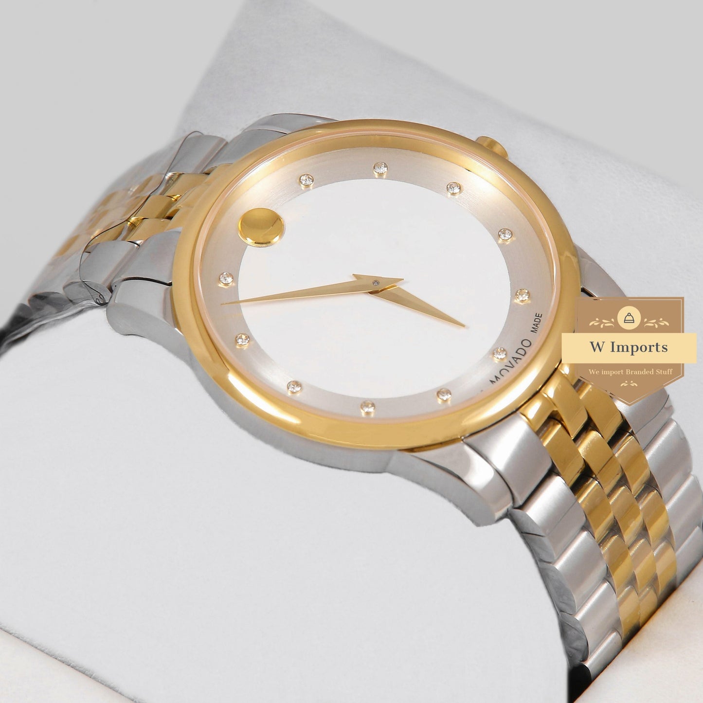 Latest Collection Two Tone Yellow Gold With White Dial & Stone Figure