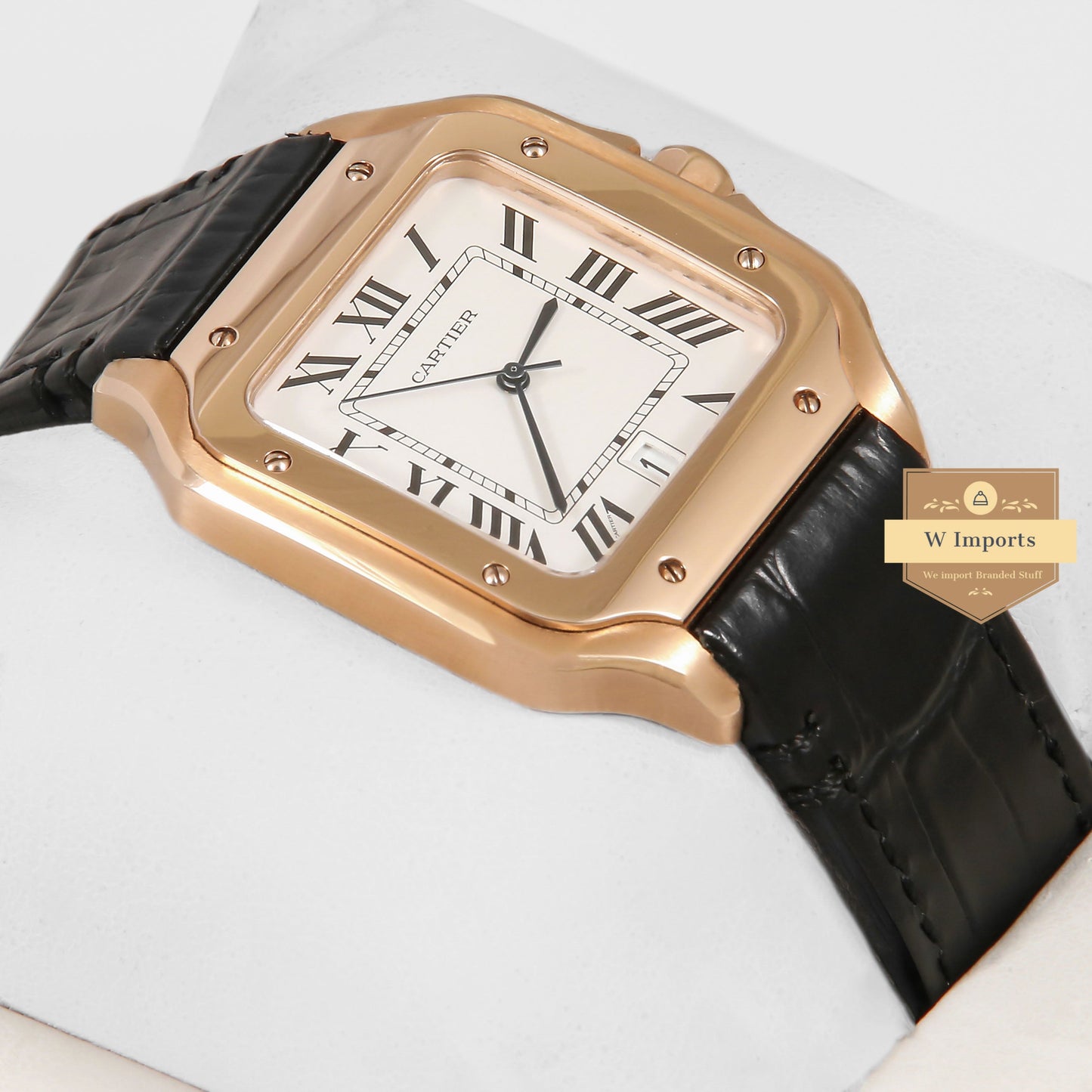 Latest Collection Rose Gold Case With White Dial & Black Leather Strap