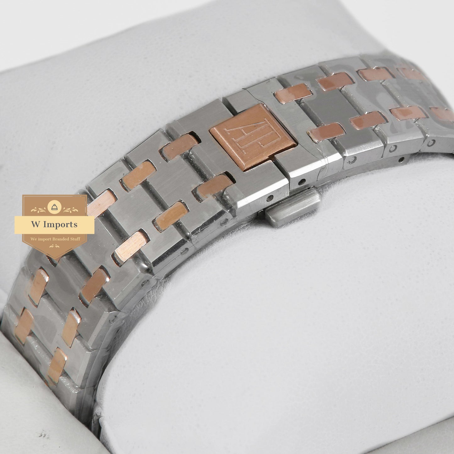 Latest Collection Oak Two Tone Rose Gold & Silver Chain With Black Dial