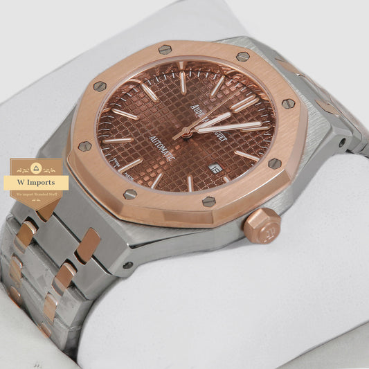 Latest Collection Oak Two Tone Rose Gold With Brown Dial