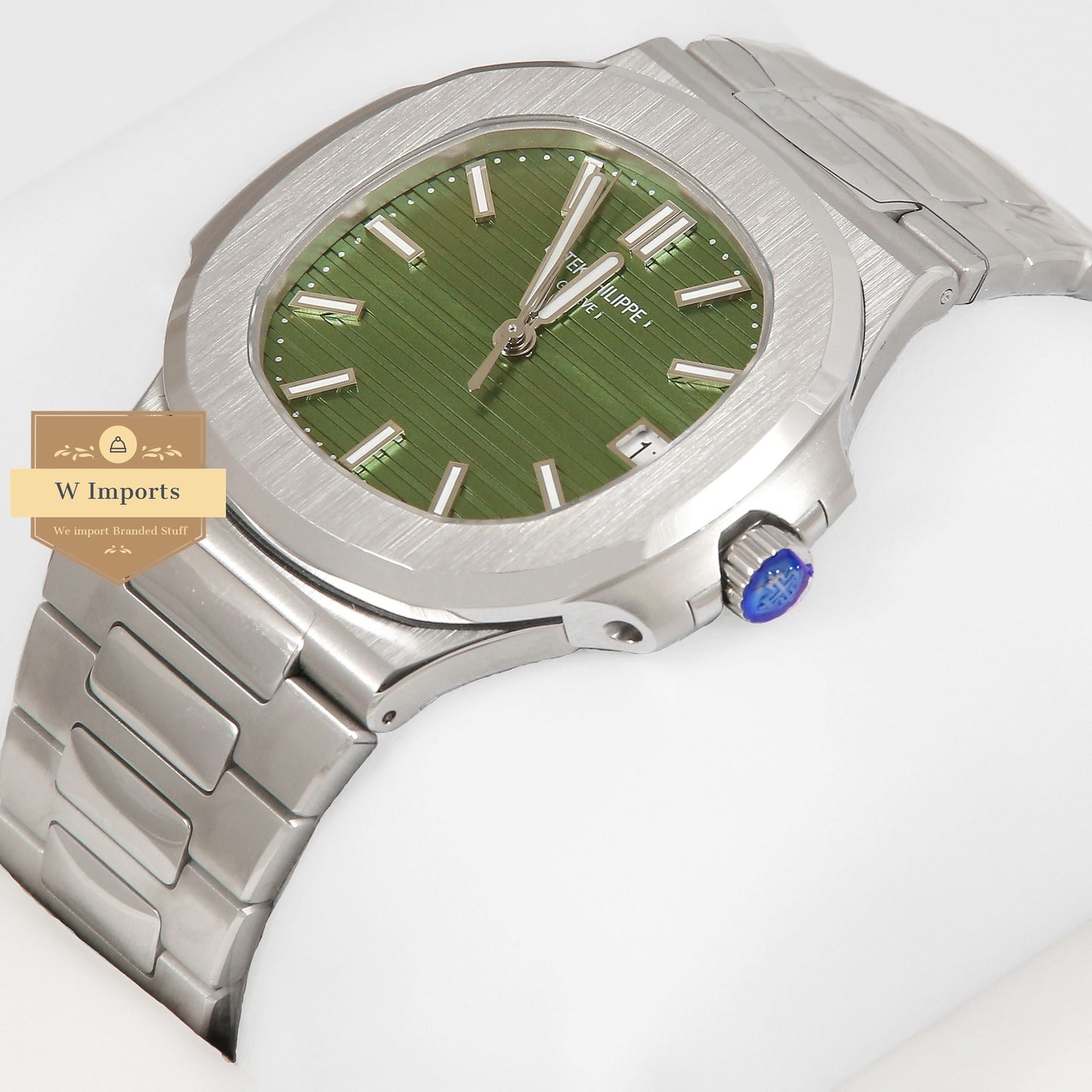 Latest Collection Silver With Green Dial Automatic Chain Watch