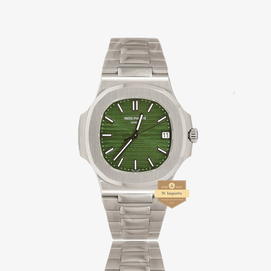 Latest Collection Silver With Green Dial Automatic Chain Watch