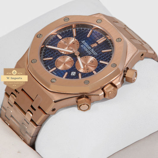 Latest Collection Oak Chronograph Rose Gold With Blue Dial