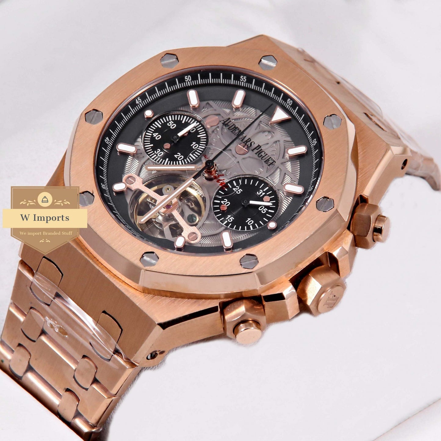 Latest Collection Tourbillon Chronograph Rose Gold With Grey Dial Automatic Watch