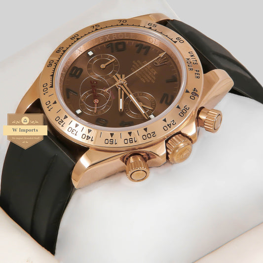 Latest Collection Chronograph 40 Rose gold Case With Brown Dial & Black Rubber Strap ZR Factory