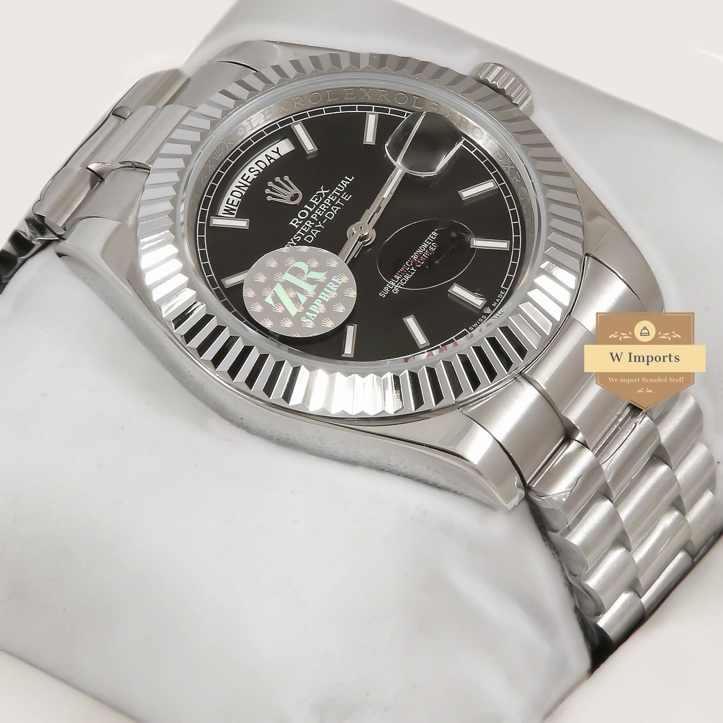 Latest Collection 40 Silver Chain With Black Index Dial & Fluted Bezel Automatic Watch ZR Factory