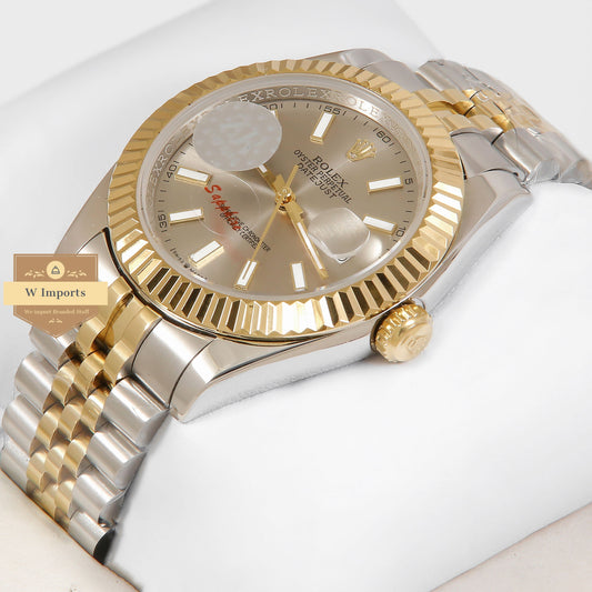 Latest Collection 41 Two Tone Gold With Grey Index Dial Fluted Bezel Automatic Watch ZR Factory