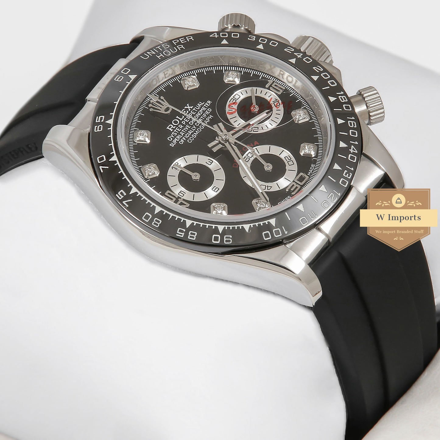 Latest Collection Chronograph 40 Silver Case With Ceramic Bezel Black Dial & Black Rubber Strap ZR Factory