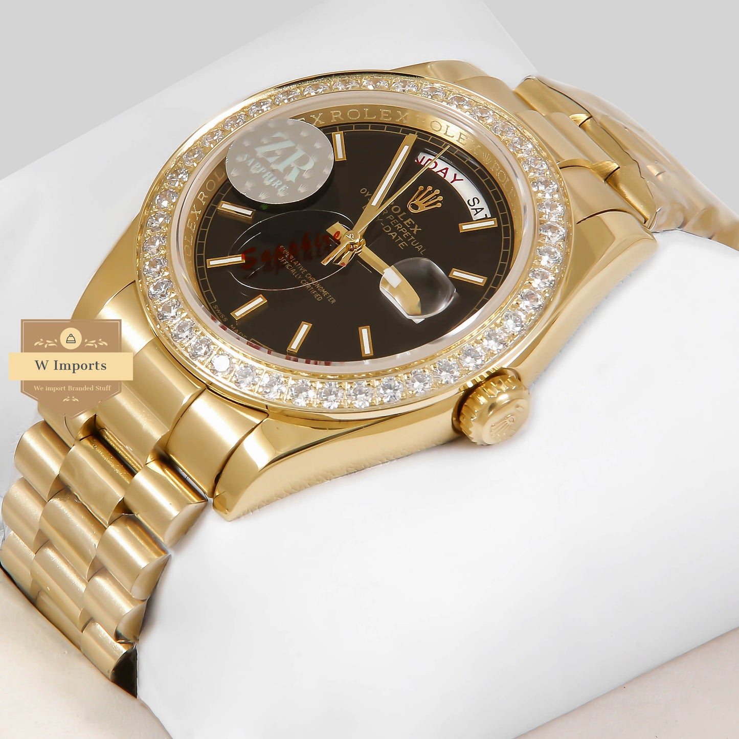 Latest Collection 40 Yellow Gold With Black Dial Stone Bezel Automatic Watch ZR Factory