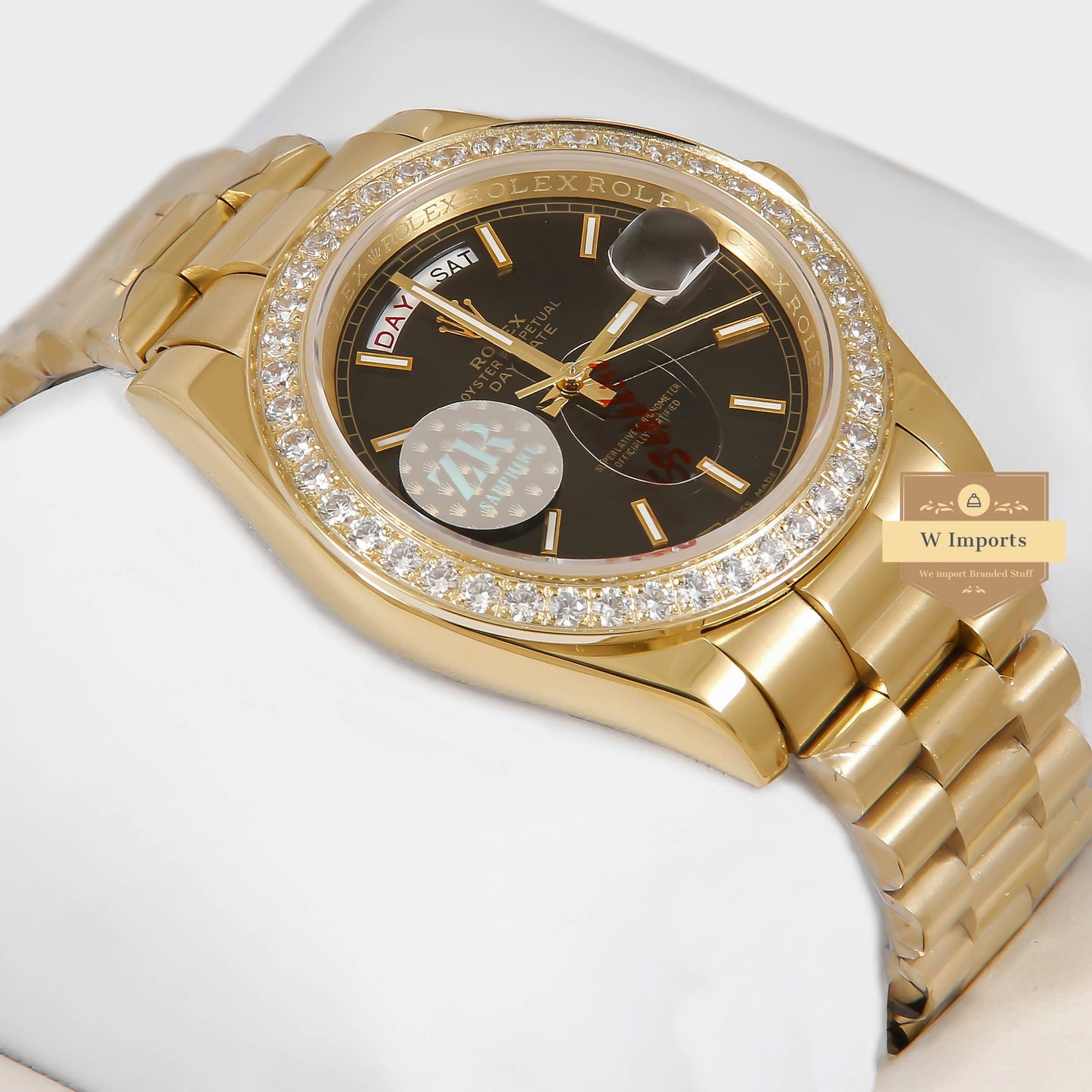 Latest Collection 40 Yellow Gold With Black Dial Stone Bezel Automatic Watch ZR Factory