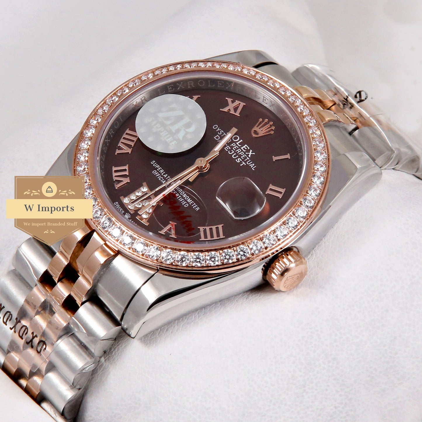 Latest Collection 36 Two Tone Rose Gold With Roman Numeral & Stone Bezel ZR Factory