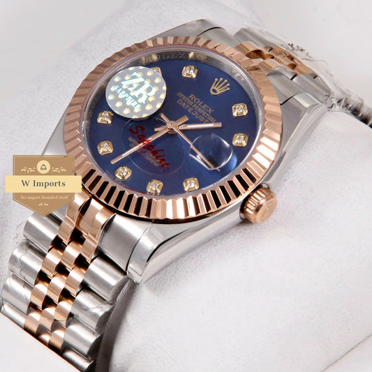 Latest Collection 36 Rose Gold Two Tone With Blue Dial & Stone Numeral ZR Factory