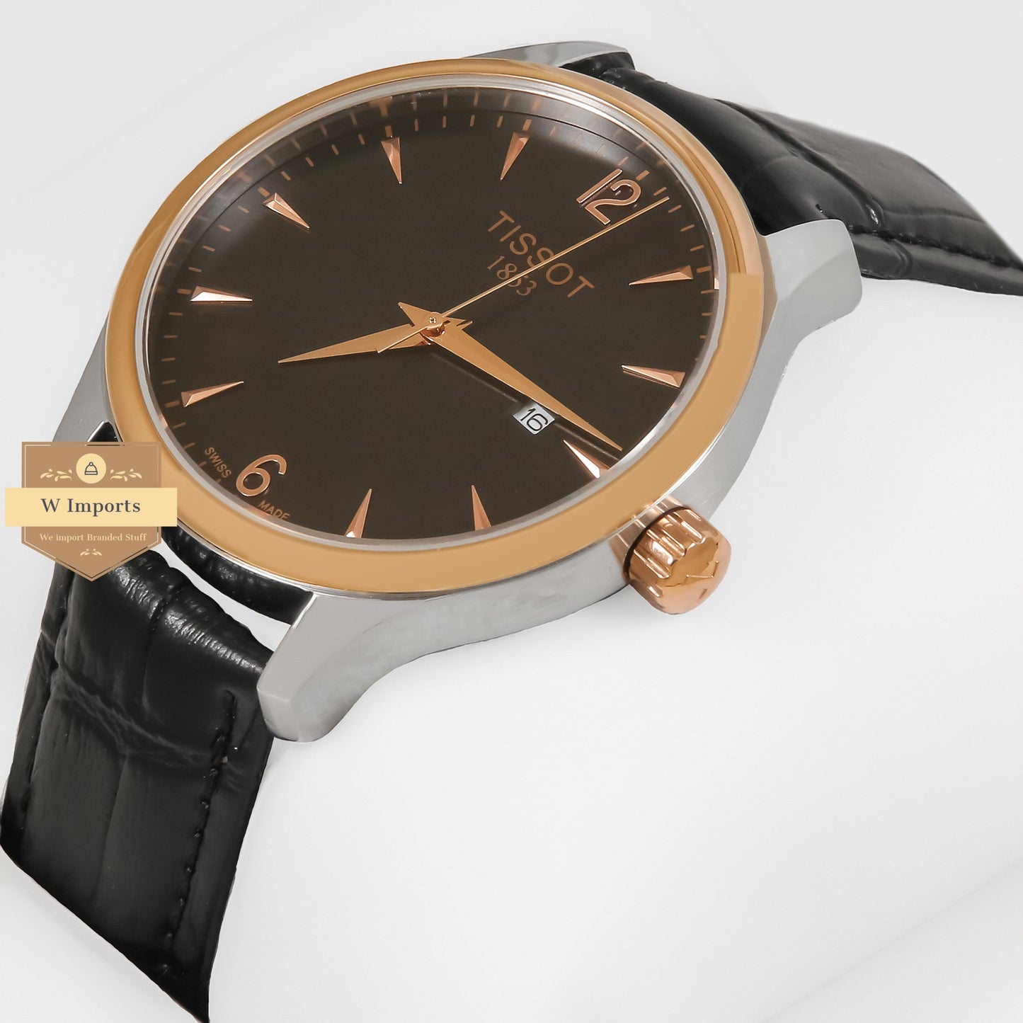 Latest Collection Silver Case With Black Dial & Leather Strap