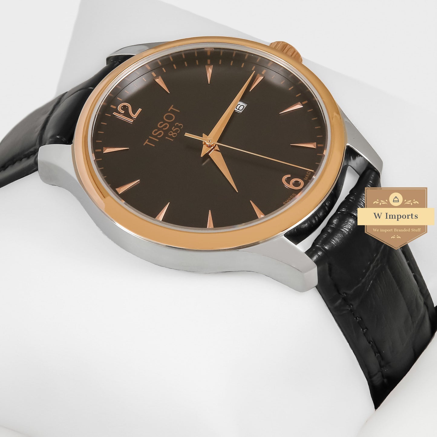 Latest Collection Silver Case With Black Dial & Leather Strap