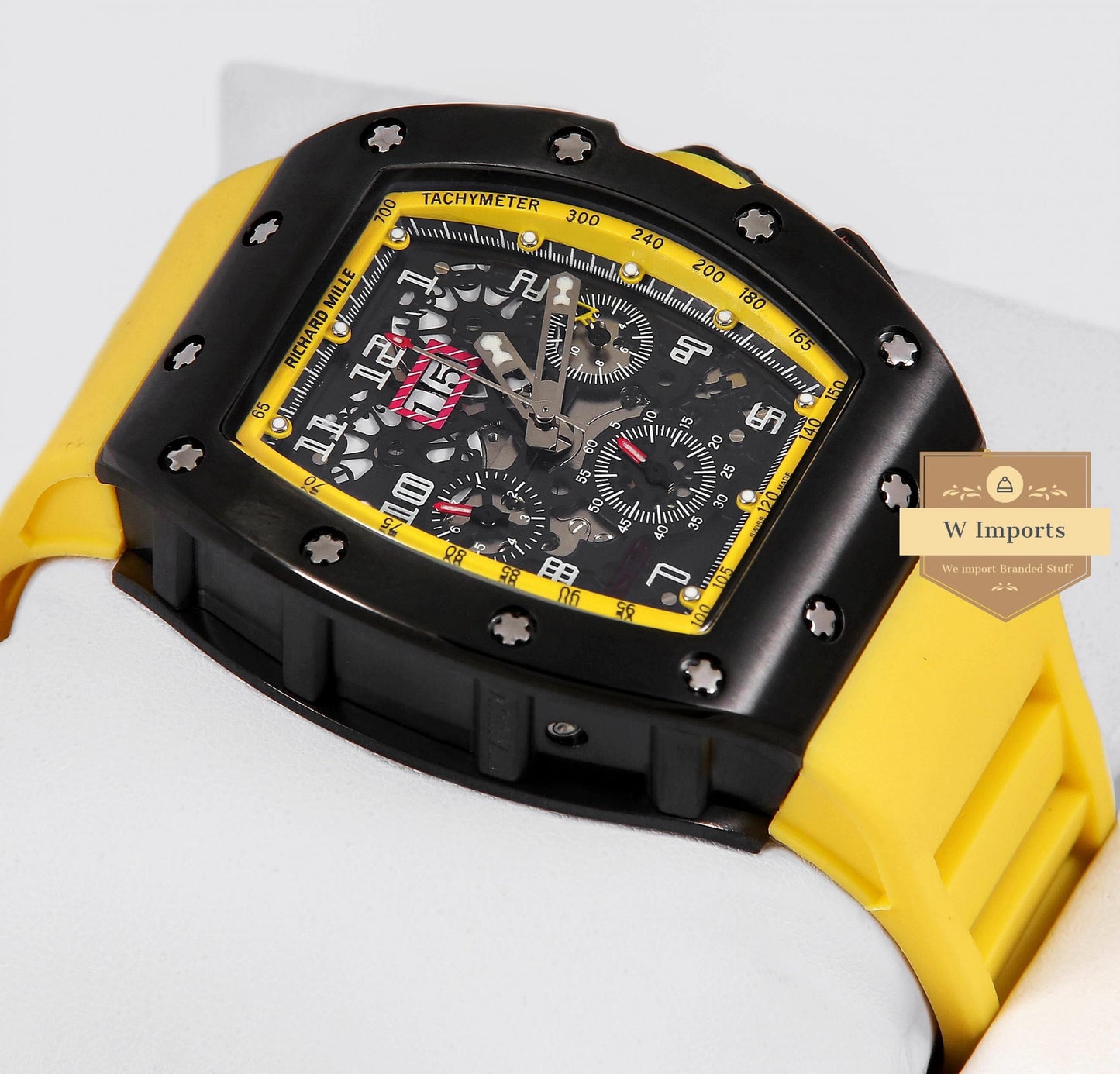 Latest Collection Black Case & Dial With Yellow Rubber Strap Automatic Watch