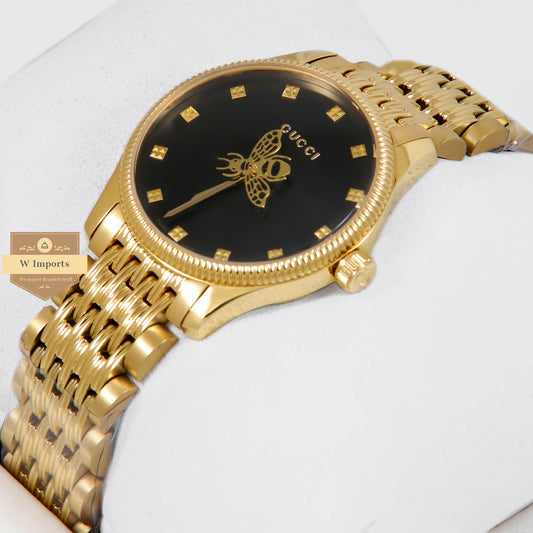 Latest Collection Bee Yellow Gold With Black Dial Ladies Watch