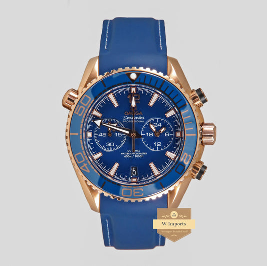 Latest Collection Chronograph Rose Gold Case With Blue Dial & Rubber Strap