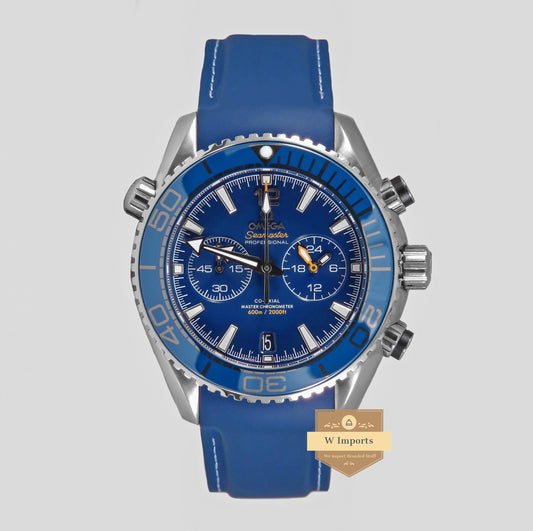 Latest Collection Chronograph Silver Case With Blue Dial & Rubber Strap