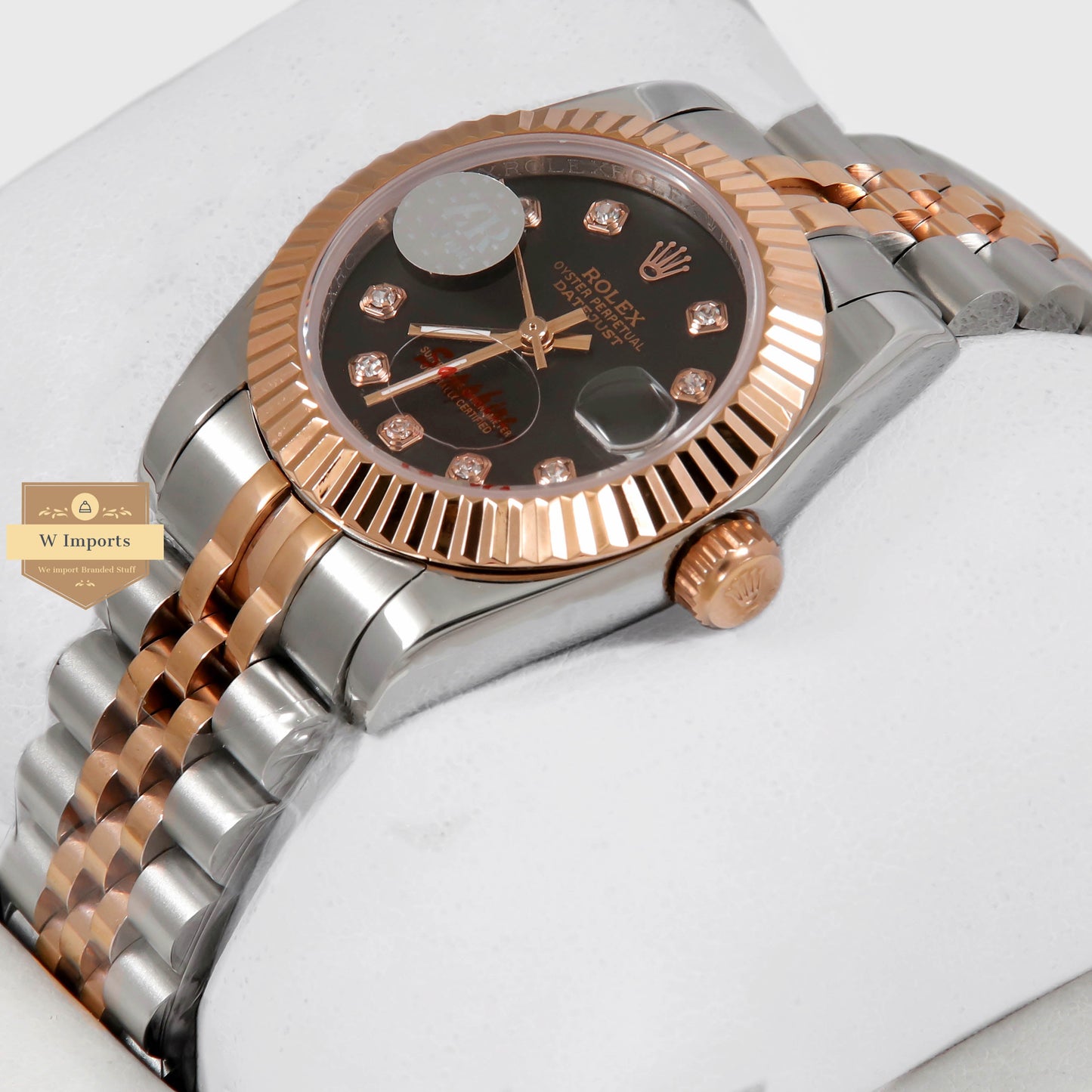 Latest Ladies Collection 31 Two Tone Rose Gold With Black Dial Stone Index Automatic Watch ZR Factory